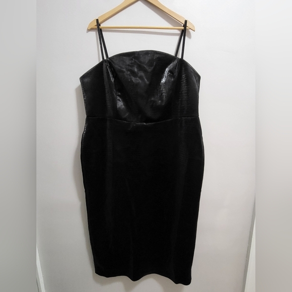 Eloquii NWT Black Crocodile Texture Sheath Midi Dress Size 18 - Picture 1 of 10